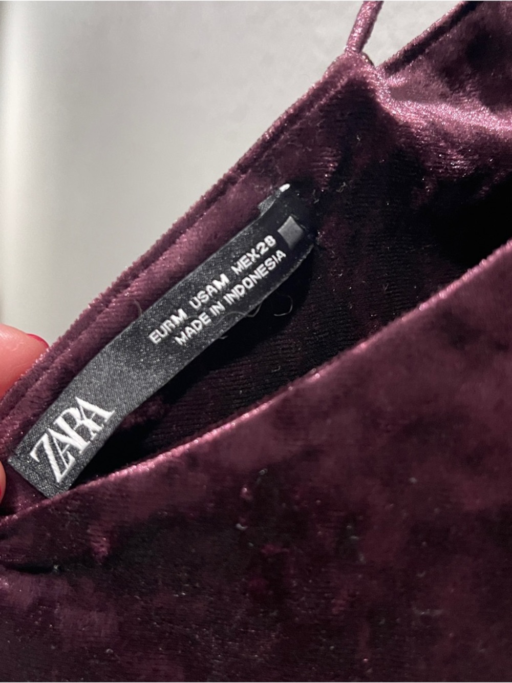 ZARA Burgundy Velvet Halter Mini Dress Open Back Party Size S - Picture 6 of 8